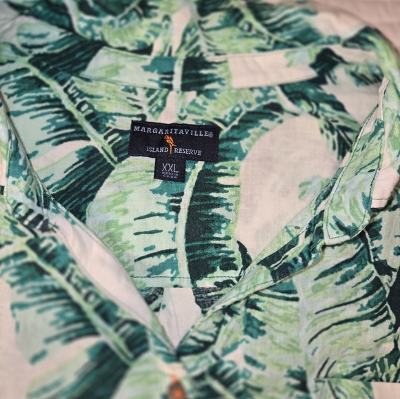 Margaritaville green Tropical Print Shirt Linen Blend Tie Front Women's Size XXL - Picture 5 of 9